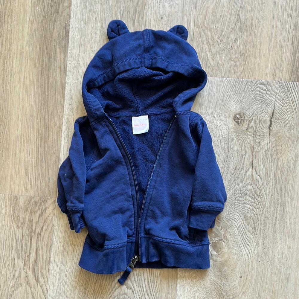 Hanna Andersson Baby Bear Hoodie In Organic French Terry, Navy
